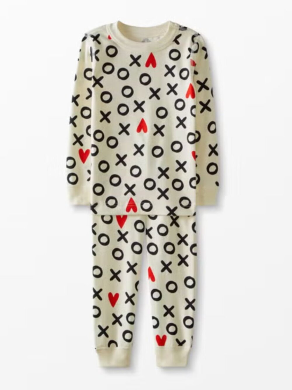 Hanna Andersson XOXO Valentines Kids Long John Pajama Set Organic Cotton Sz 8